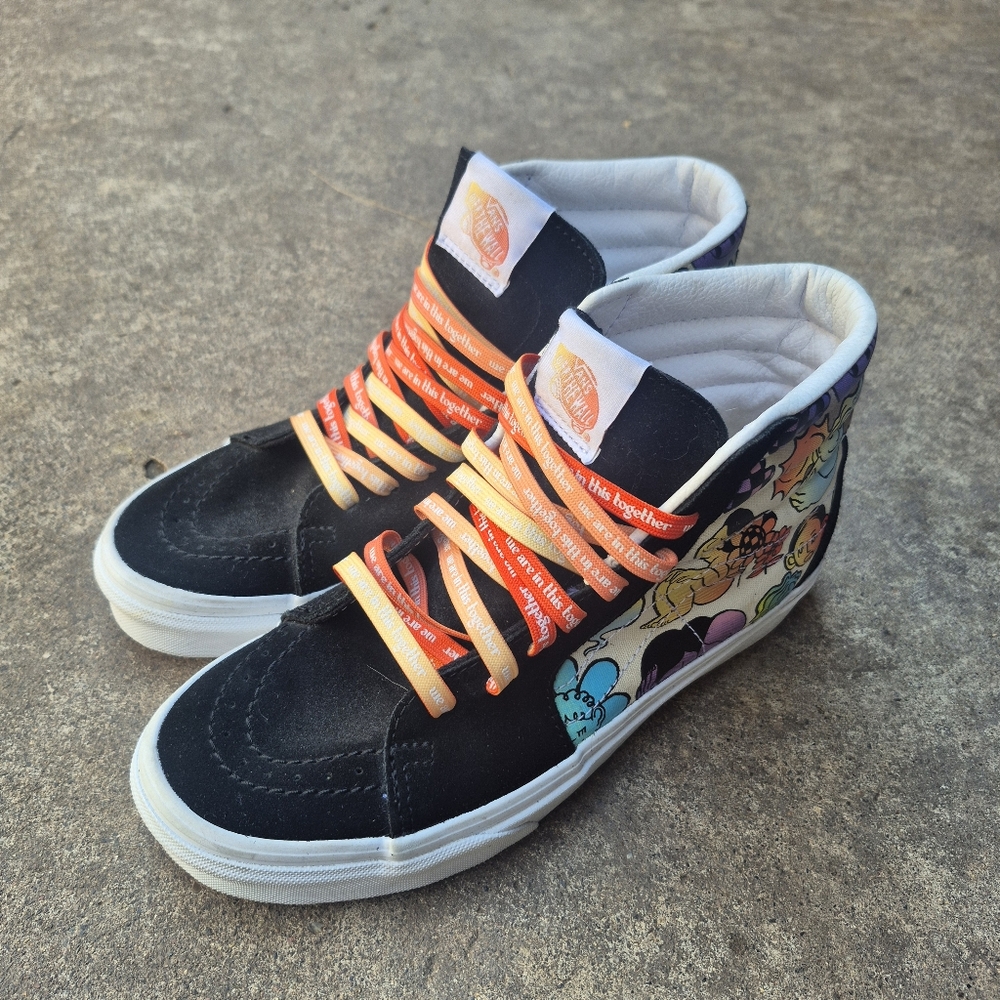 Vans Sk8-Hi  Shoes Cultivate Care Floral Black & White Skate Mens 5.5 & Women 7